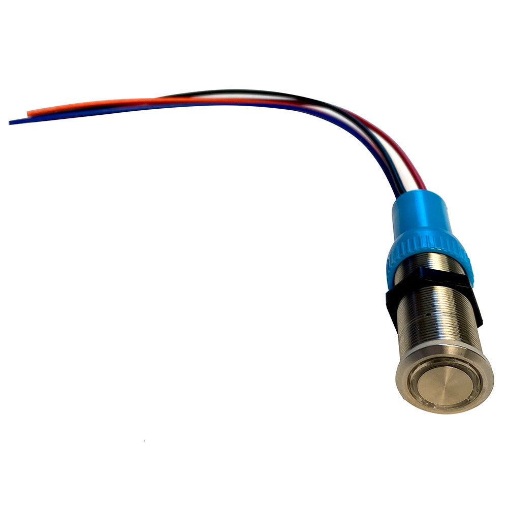 Bluewater 22mm Push Button Switch - Off/On Contact - Blue/Red LED - 1' Lead