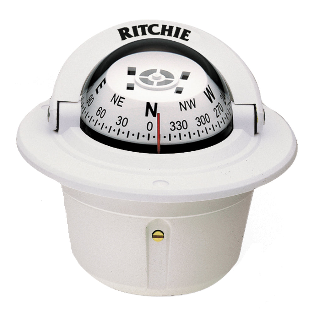 Ritchie F-50W Explorer Compass - Flush Mount - White - Deckhand Marine Supply