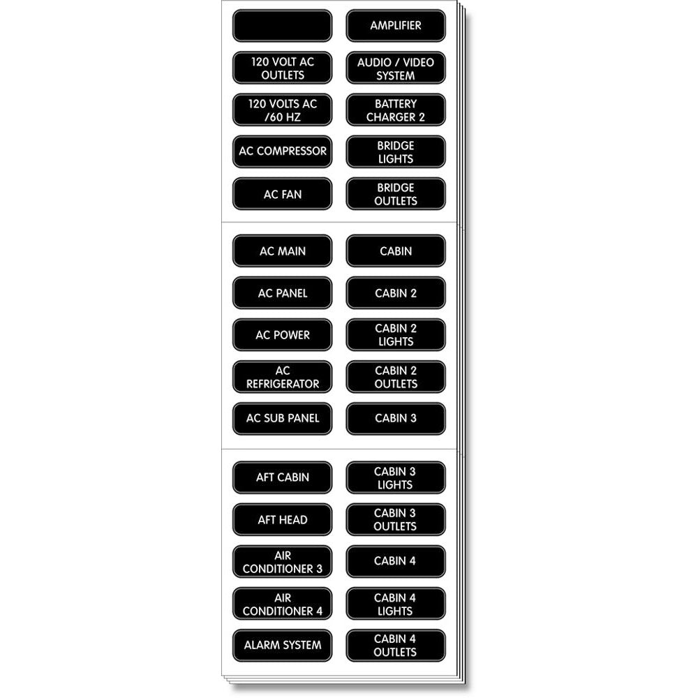 Blue Sea 8067 AC Panel Extended 120 Label Set - Deckhand Marine Supply