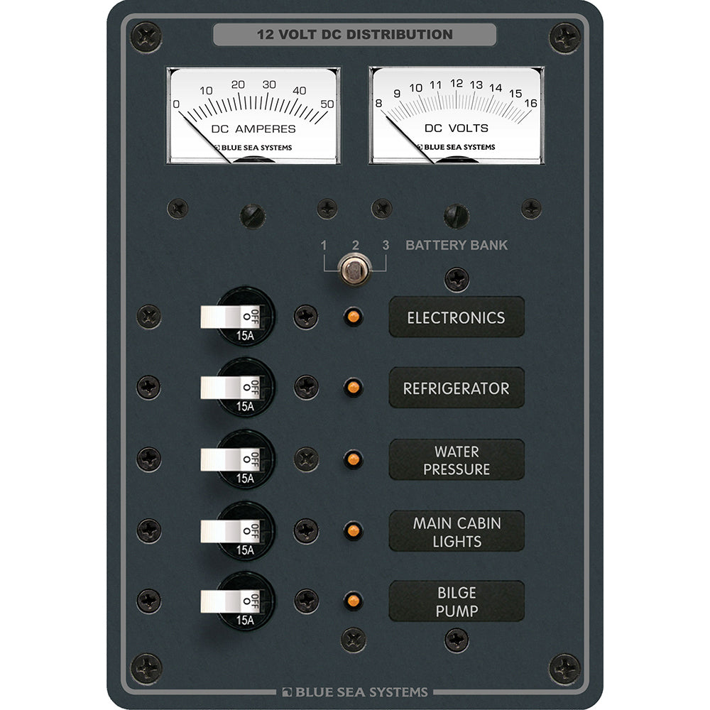 Blue Sea 8081 DC 5 Position Toggle Branch Circuit Breaker Panel - White Switches - Deckhand Marine Supply