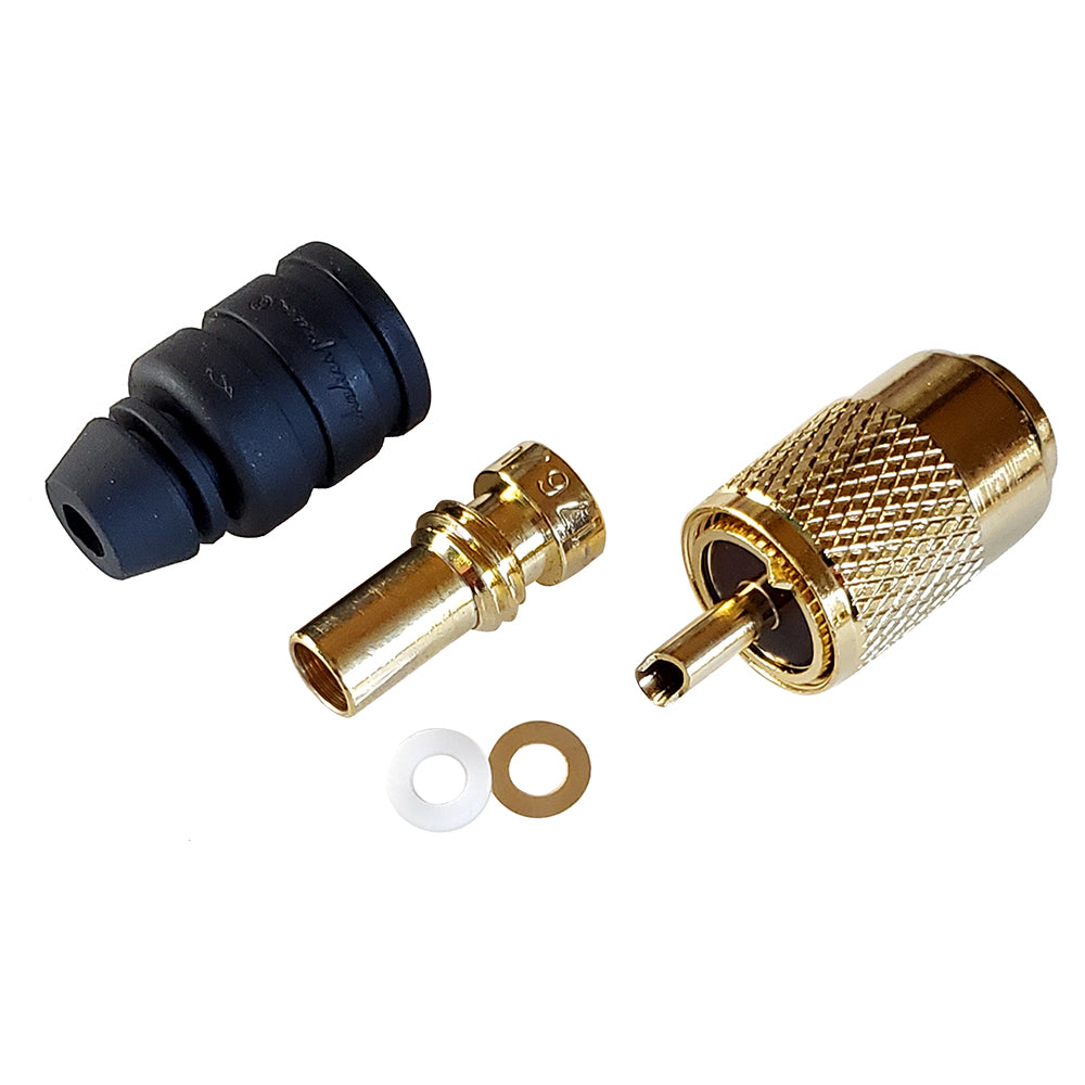 Shakespeare PL-259-8X-G Solder-Type Connector w/UG176 Adapter & DooDad&reg Cable Strain Relief f/RG-8X Coax - Deckhand Marine Supply