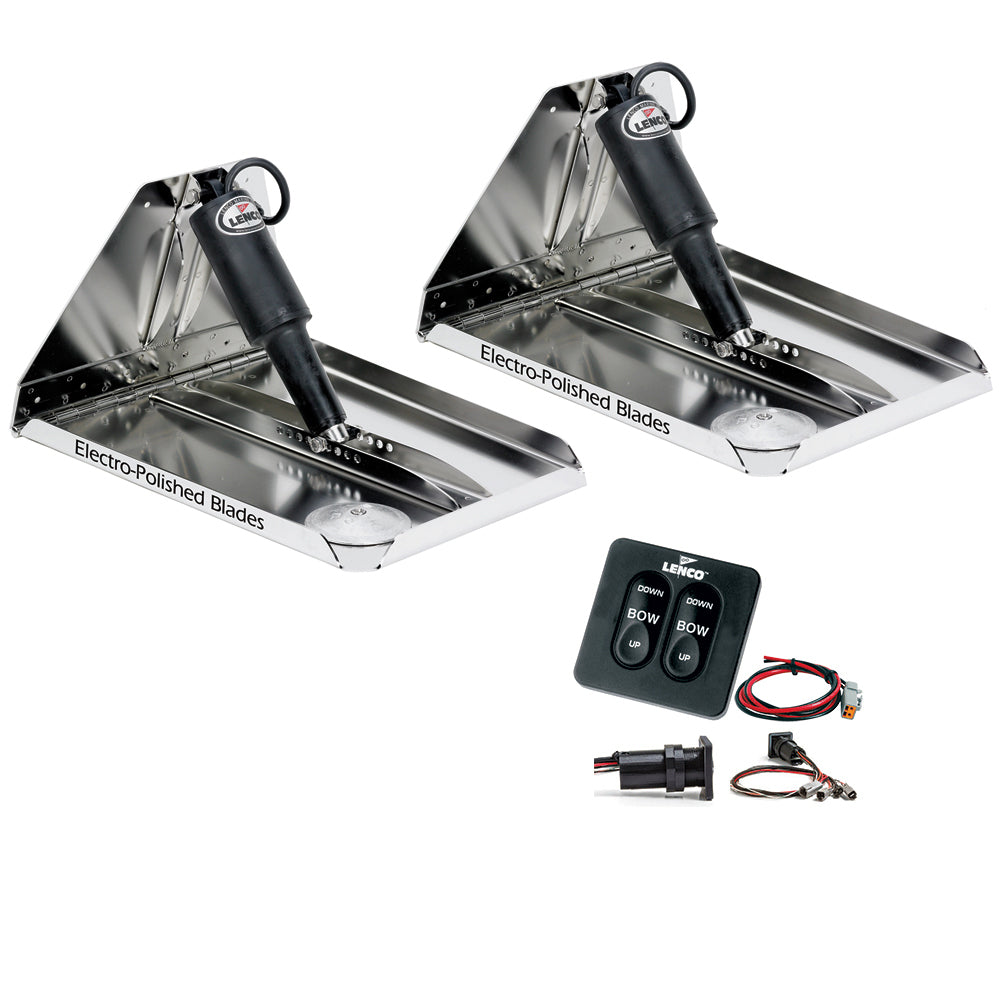 Lenco 16" x 12" Heavy Duty Performance Trim Tab Kit w/Standard Tactile Switch Kit 12V - Deckhand Marine Supply