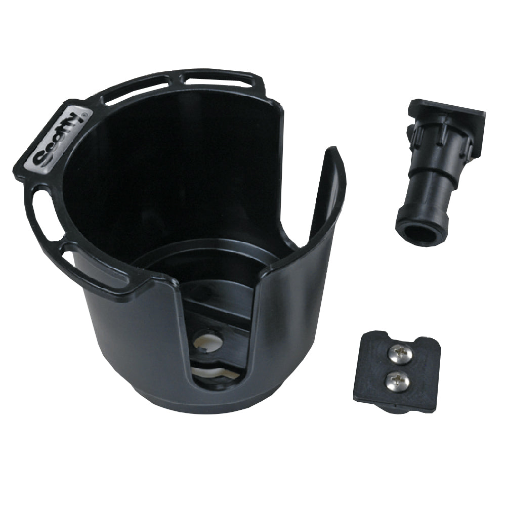 Scotty 311 Drink Holder w/Bulkhead/Gunnel Mount & Rod Holder Post Mount - Black - Deckhand Marine Supply