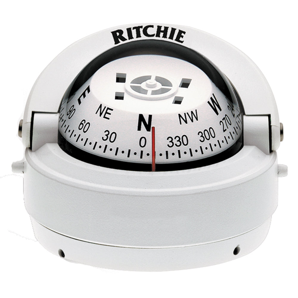 Ritchie S-53W Explorer Compass - Surface Mount - White - Deckhand Marine Supply