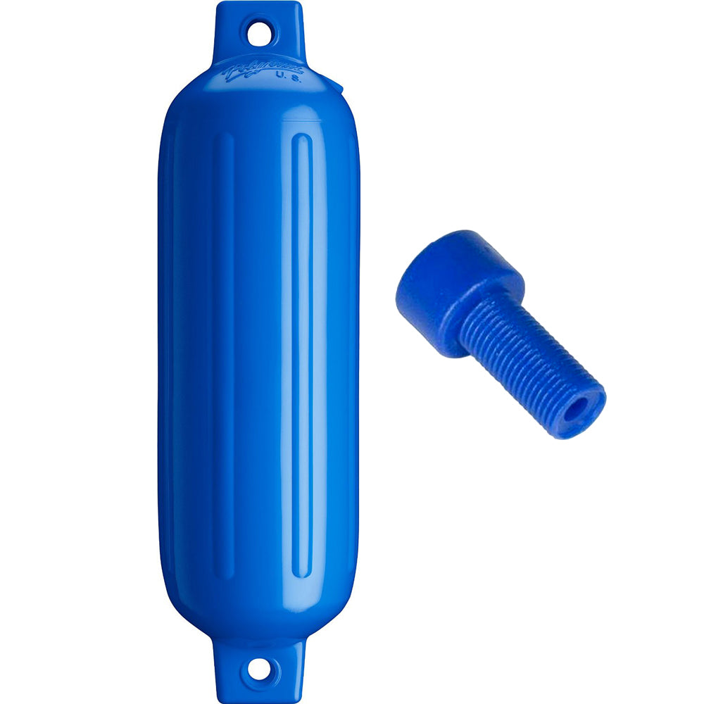 Polyform G-3 Twin Eye Fender 5.5" x 19" - Blue w/Adapter - Deckhand Marine Supply