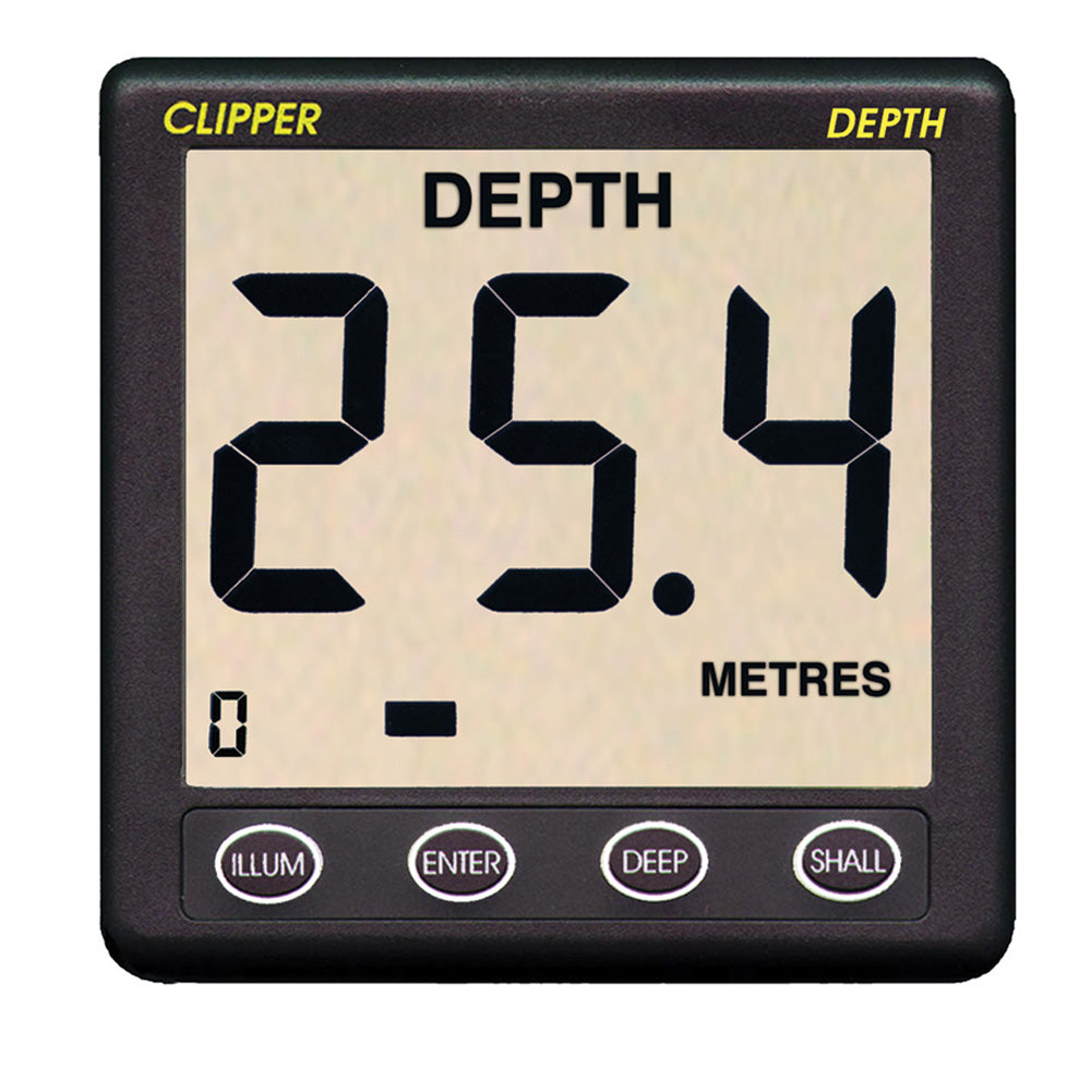 Clipper Depth Instrument w/Thru Hull Transducer & Cover - Deckhand Marine Supply