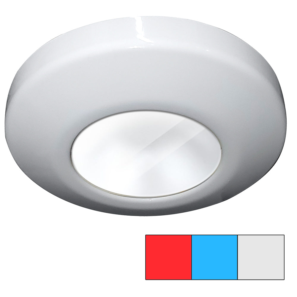 i2Systems Profile P1120 Tri-Light Surface Light - Red, Cool White  Blue - White Finish - Deckhand Marine Supply