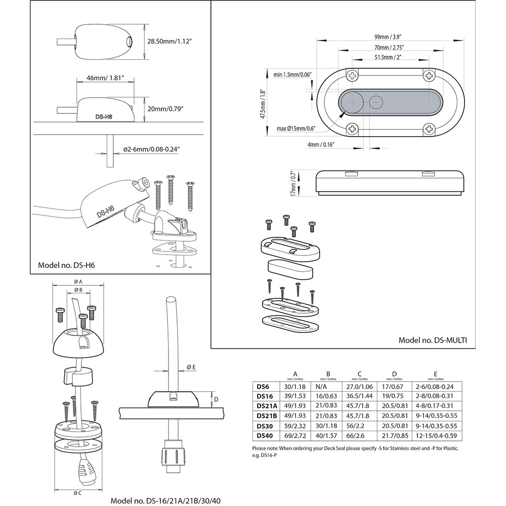 Scanstrut DS-Multi Vertical Cable Seal - Deckhand Marine Supply