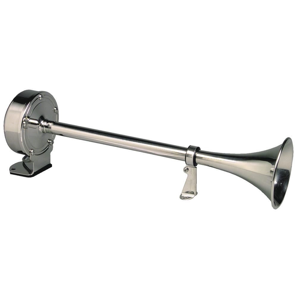 Schmitt Marine Deluxe All-Stainless Single Trumpet Horn - 12V - Deckhand Marine Supply