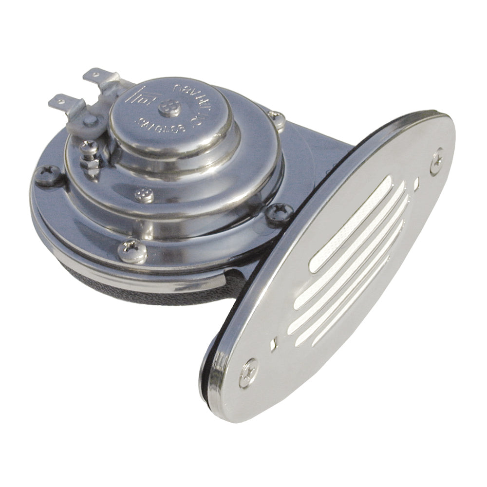 Schmitt Marine Mini Stainless Steel Single Drop-In Horn w/Stainless Steel Grill - 12V Low Pitch - Deckhand Marine Supply