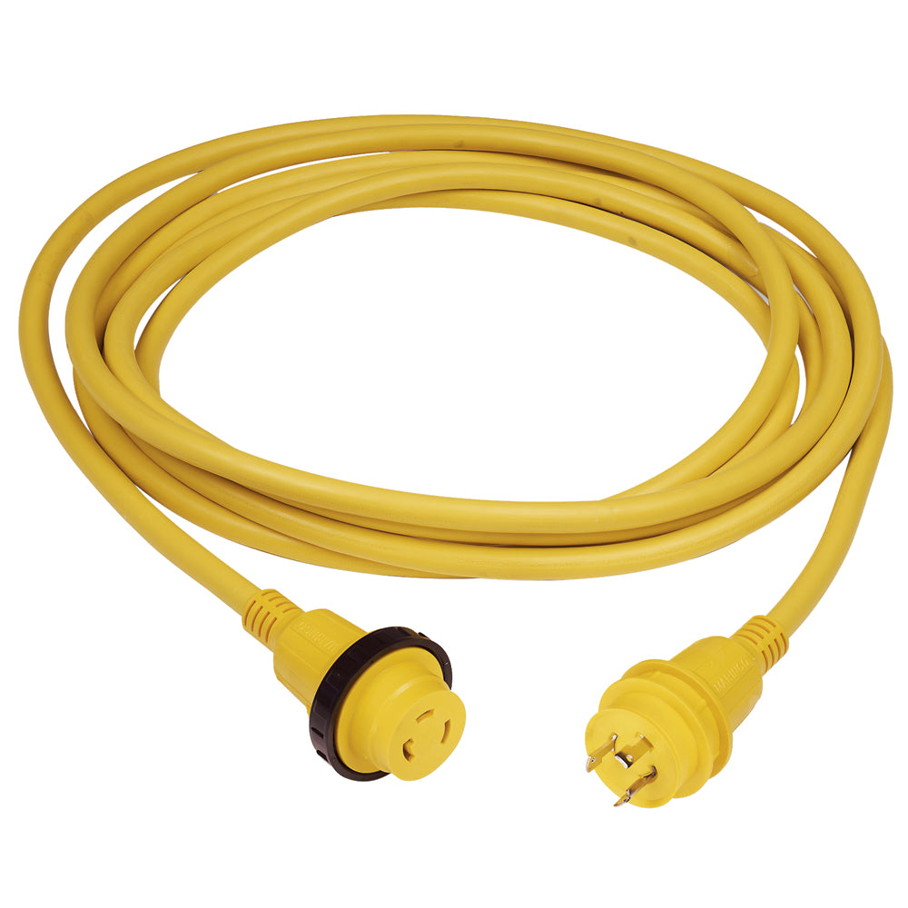 Marinco 30 Amp PowerCord PLUS Cordset w/Power-On LED - Yellow 50ft - Deckhand Marine Supply