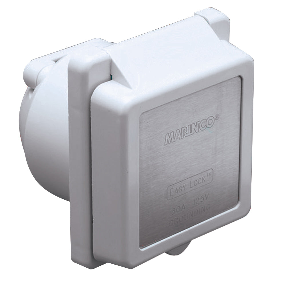 Marinco 301EL-B 30A Power Inlet - White - 125V - Deckhand Marine Supply