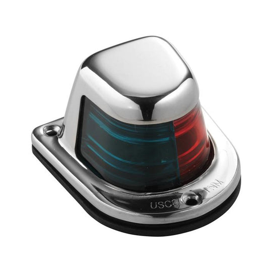 Attwood 1-Mile Deck Mount, Bi-Color Red/Green Combo Sidelight - 12V - Stainless Steel Housing - Deckhand Marine Supply