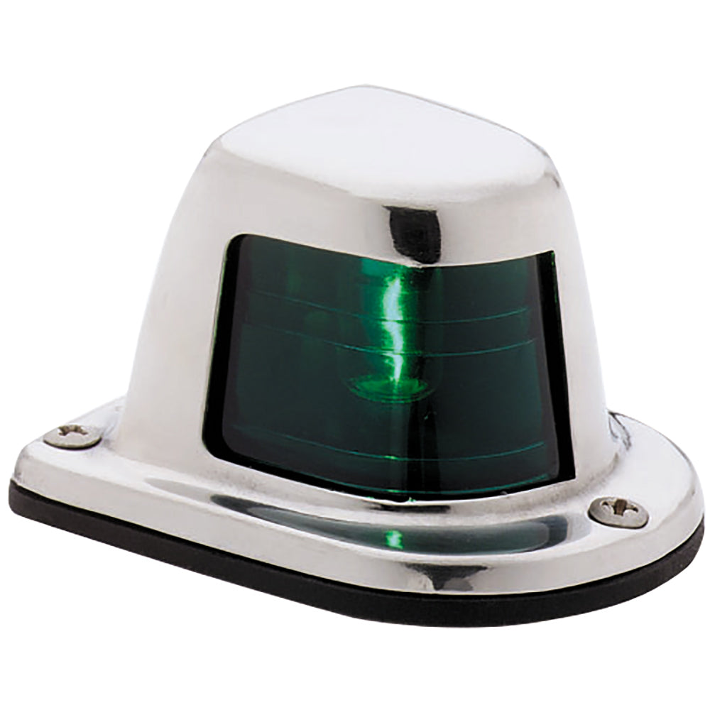 Attwood 1-Mile Deck Mount, Green Sidelight - 12V - Stainless Steel Housing - Deckhand Marine Supply