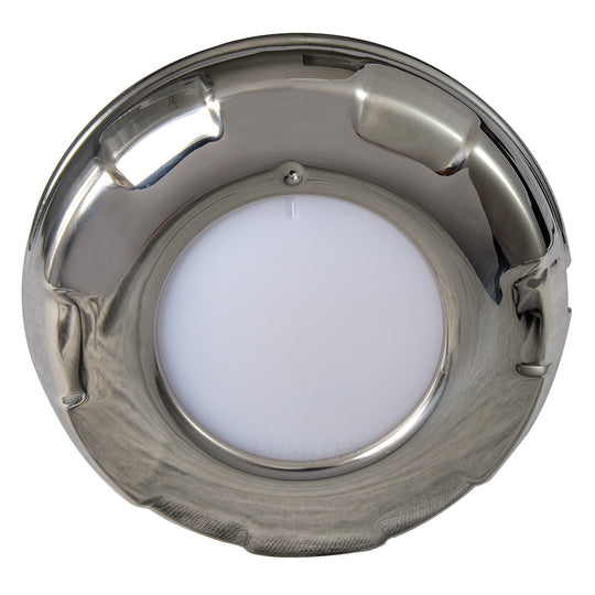 Lumitec Aurora - LED Dome Light - Polished SS Finish - 2-Color White/Blue Dimming - Deckhand Marine Supply