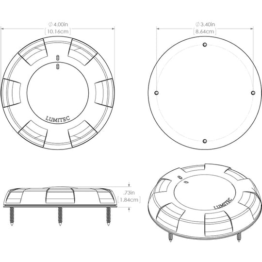 Lumitec Aurora - LED Dome Light - Polished SS Finish - 2-Color White/Red Dimming - Deckhand Marine Supply