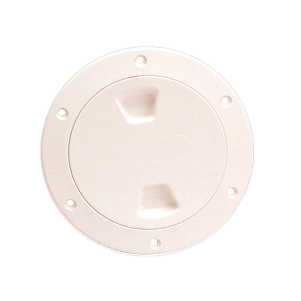 Beckson 4" Smooth Center Screw-Out Deck Plate - Beige - Deckhand Marine Supply