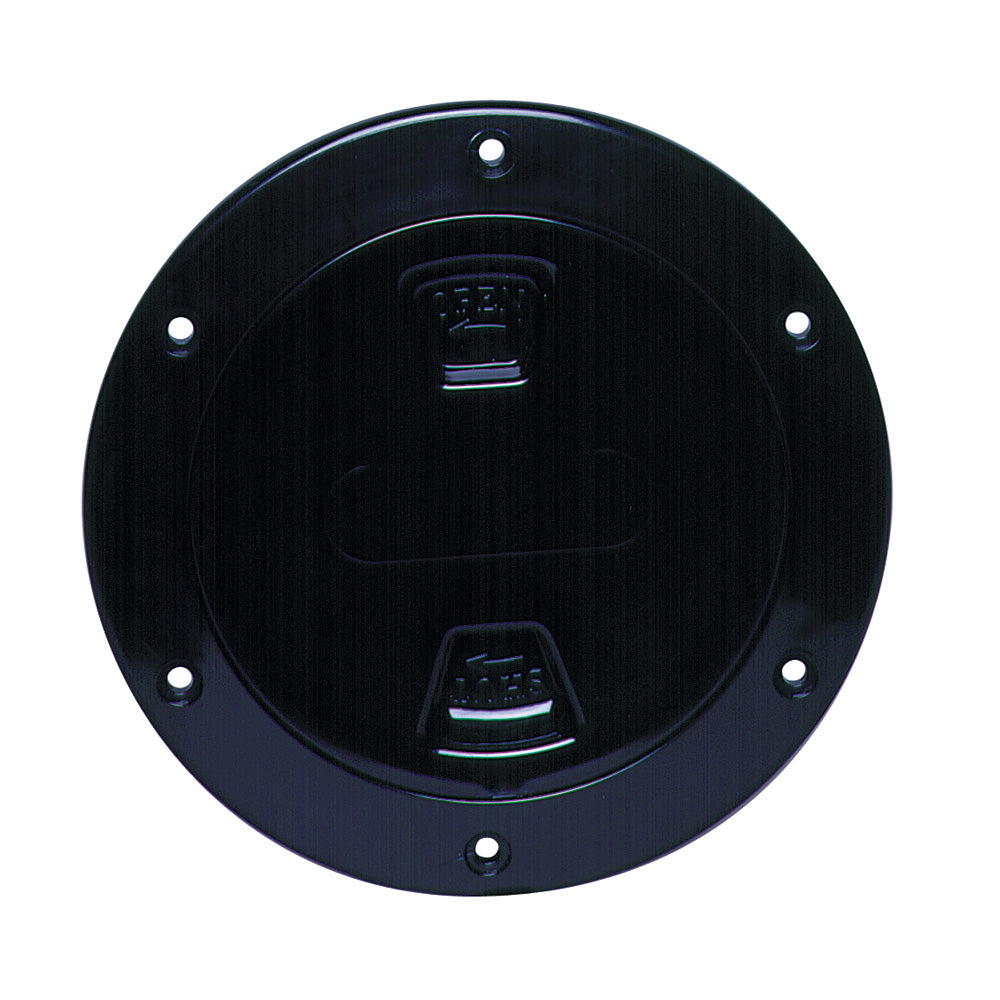 Beckson 4" Smooth Center Screw-Out Deck Plate - Black - Deckhand Marine Supply