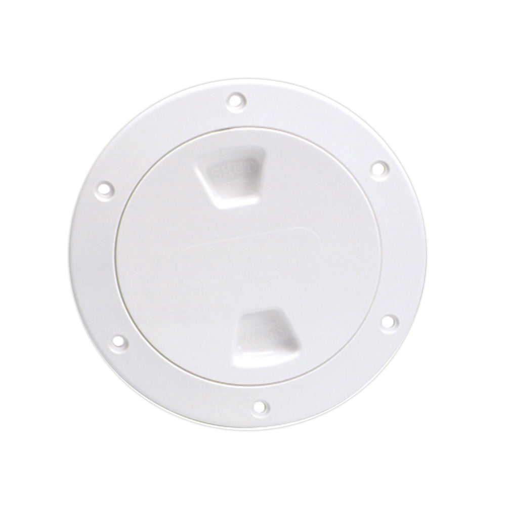 Beckson 4" Smooth Center Screw-Out Deck Plate - White - Deckhand Marine Supply