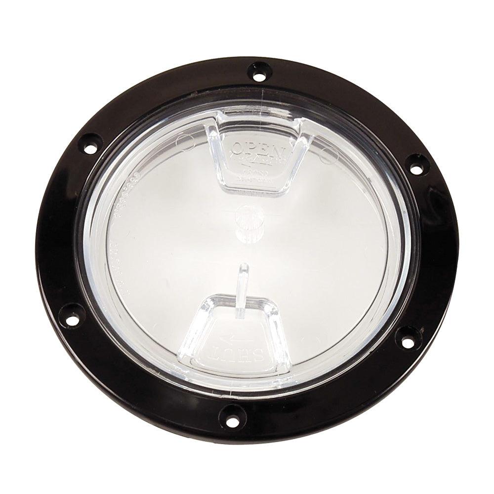 Beckson 4" Clear Center Screw Out Deck Plate - Black - Deckhand Marine Supply