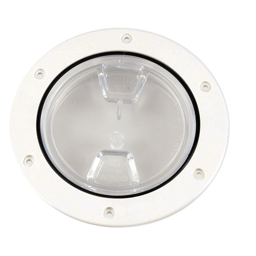 Beckson 4" Clear Center Screw-Out Deck Plate - White - Deckhand Marine Supply