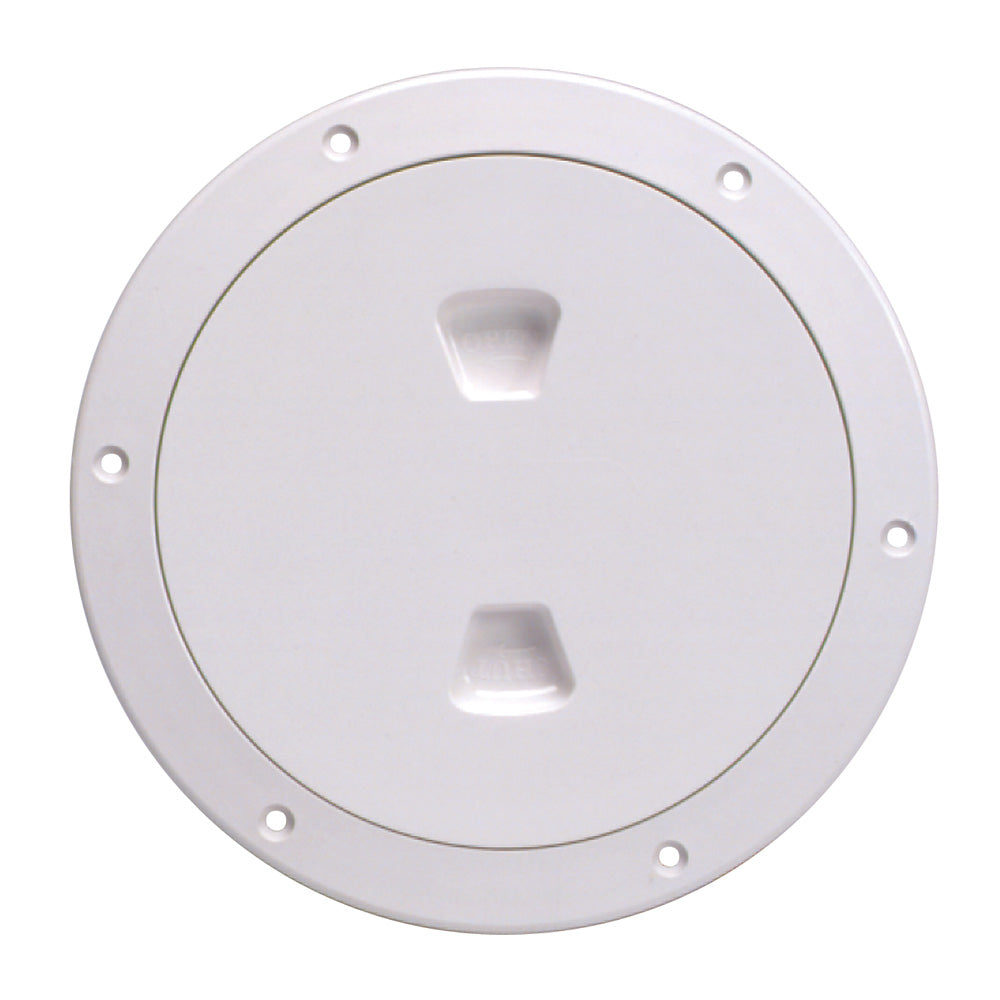 Beckson 6" Smooth Center Screw-Out Deck Plate - White - Deckhand Marine Supply