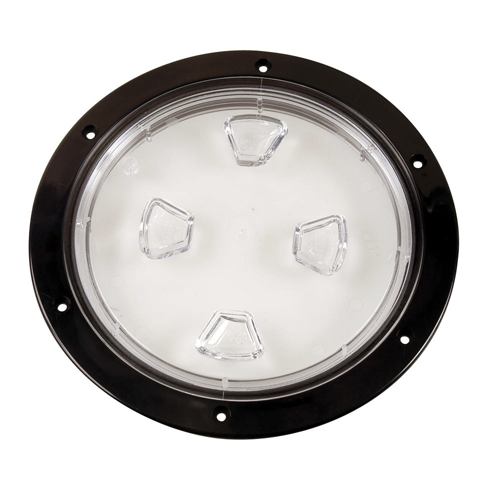 Beckson 8" Clear Center Screw-Out Deck Plate - Black - Deckhand Marine Supply