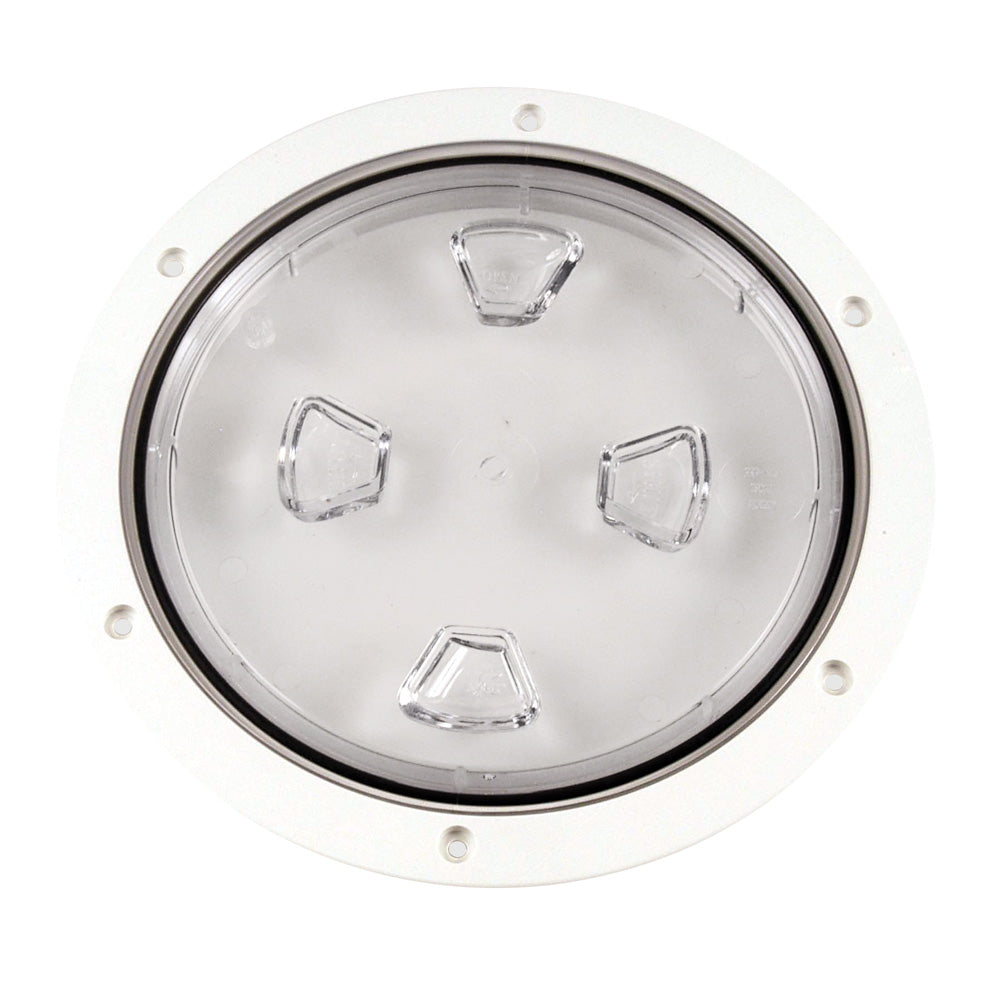 Beckson 8" Clear Center Screw-Out Deck Plate - White - Deckhand Marine Supply