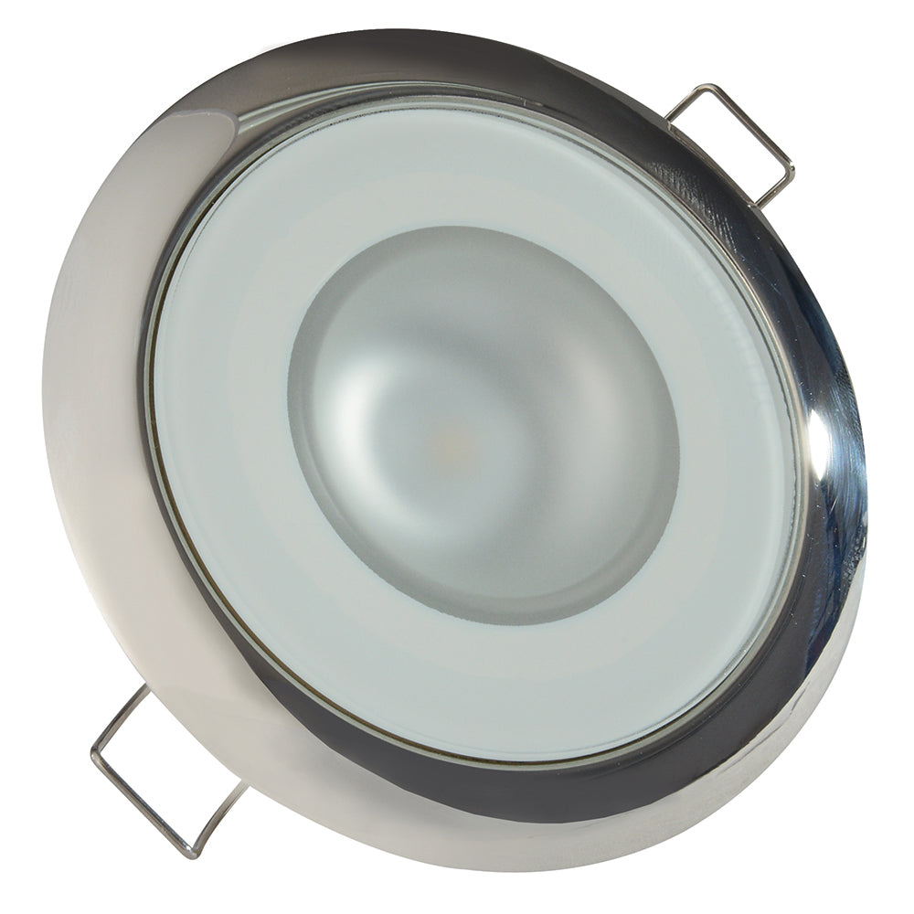 Lumitec Mirage - Flush Mount Down Light - Glass Finish/Polished SS - 4-Color Red/Blue/Purple Non Dimming w/White Dimming - Deckhand Marine Supply