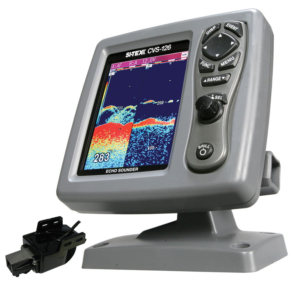 SI-TEX CVS-126 Dual Frequency Color Echo Sounder w/Transom Mount Triducer 250/50/200ST-CX - Deckhand Marine Supply