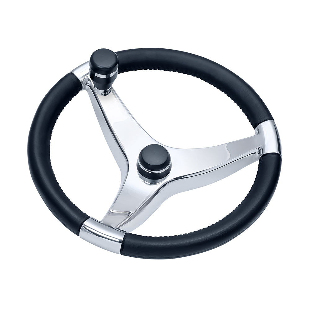 Schmitt Marine Evo Pro 316 Cast Stainless Steel Steering Wheel w/Control Knob - 13.5" Diameter - Deckhand Marine Supply