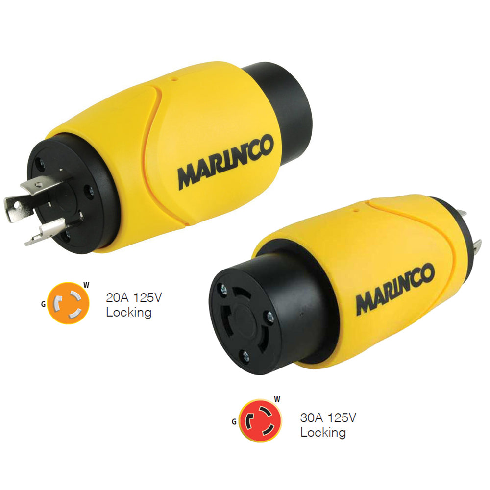 Marinco Straight Adapter 20Amp Locking Male to 30Amp Locking Female Connector - Deckhand Marine Supply