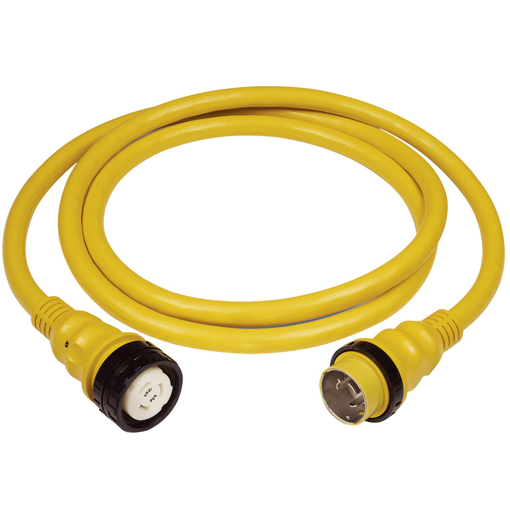 Marinco 50Amp 125/250V Shore Power Cable - 25' - Yellow - Deckhand Marine Supply