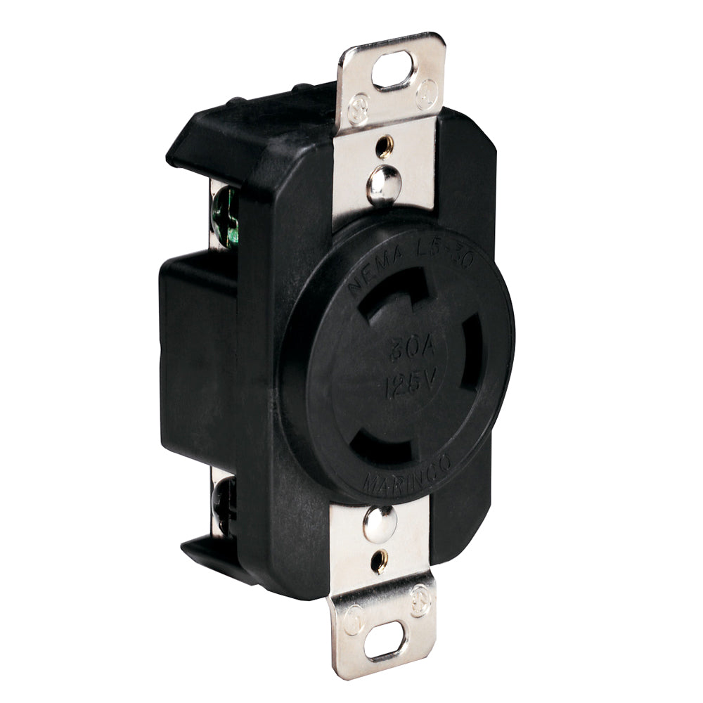 Marinco 305CRRB 125V 30Amp Locking Receptacle - Black - Deckhand Marine Supply