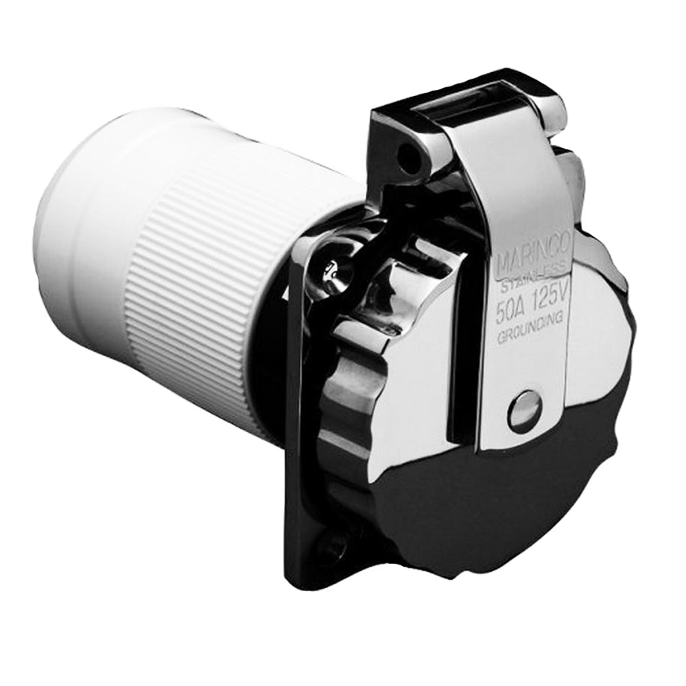 Marinco 6371EL-B 50Amp/125V Stainless Steel Inlet - Deckhand Marine Supply