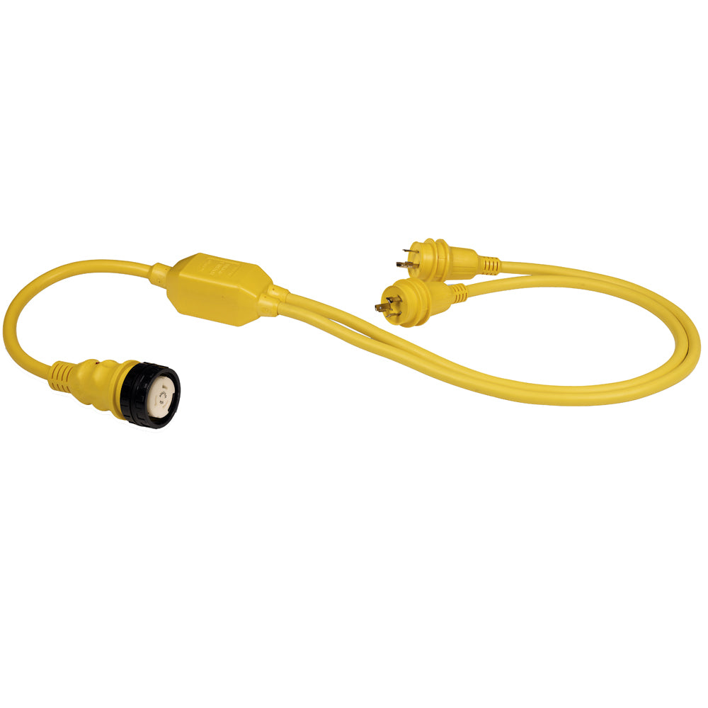 Marinco RY504-2-30 50A Female to 2-30A Male Reverse "Y" Cable - Deckhand Marine Supply