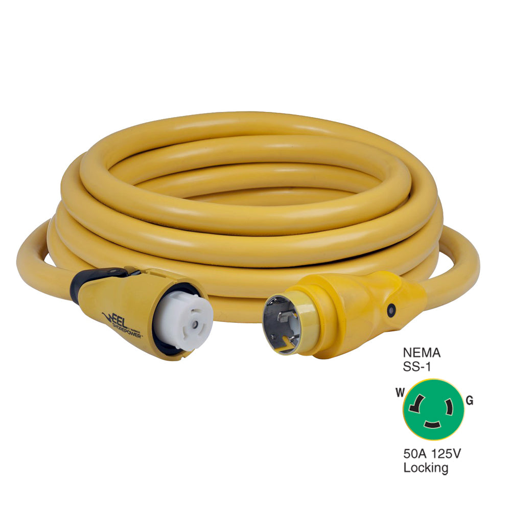 Marinco CS503-25 EEL 50A 125V Shore Power Cordset - 25' - Yellow - Deckhand Marine Supply