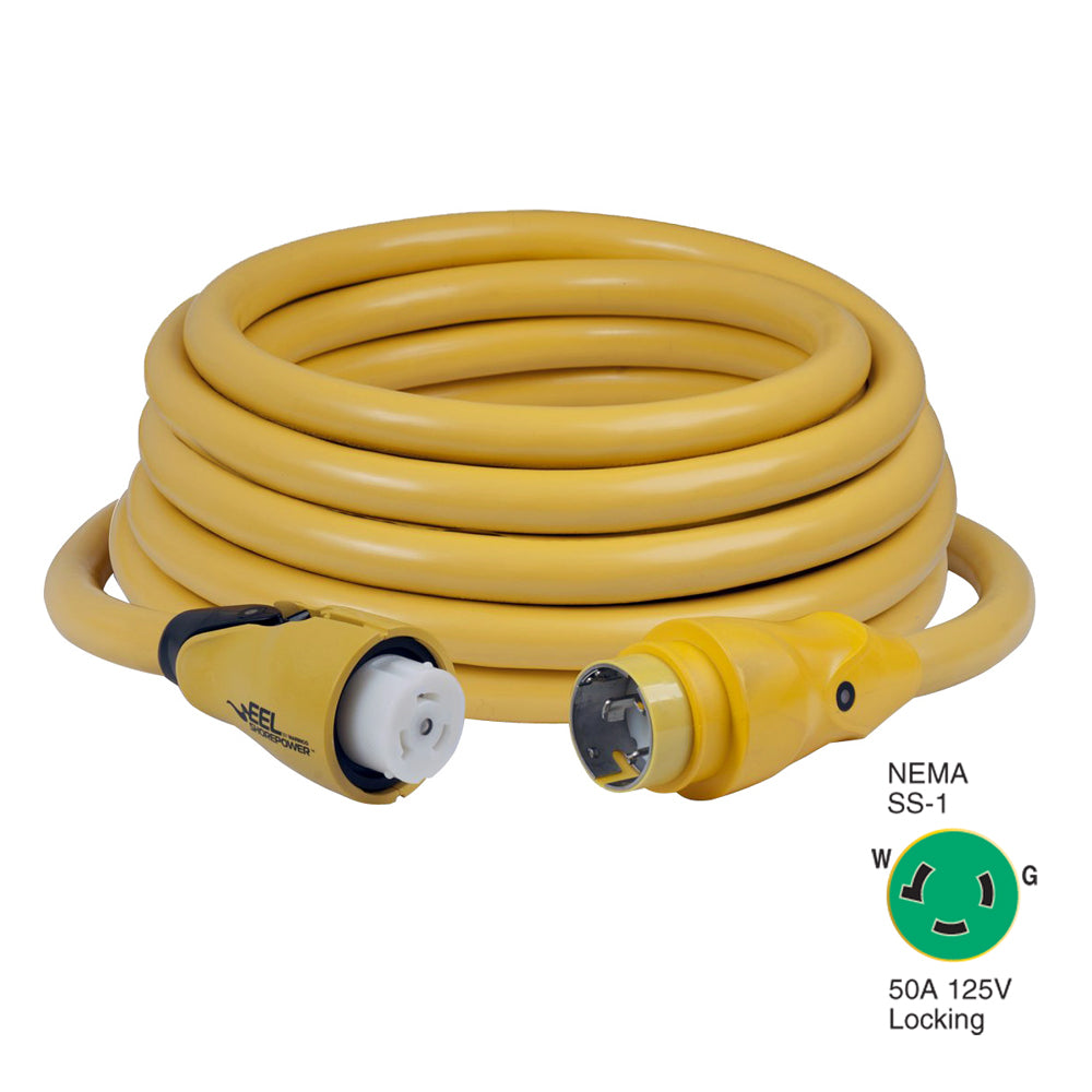 Marinco CS503-50 EEL 50A 125V Shore Power Cordset - 50' - Yellow - Deckhand Marine Supply