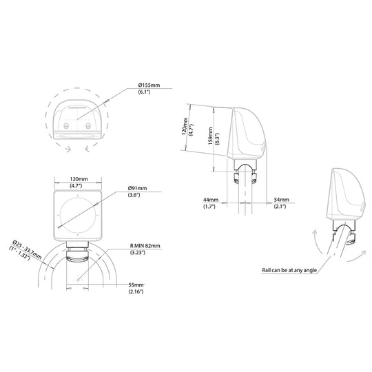 Scanstrut Scanpod Single Instrument Pod Rail Mount - Cut f/Standard Instrument - Fits 1" - 1.33" Rails - Deckhand Marine Supply