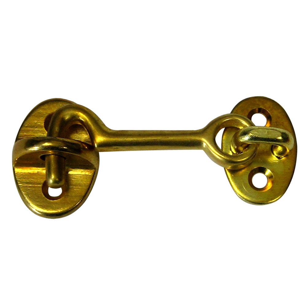 Whitecap Cabin Door Hook - Polished Brass - 2" - Deckhand Marine Supply