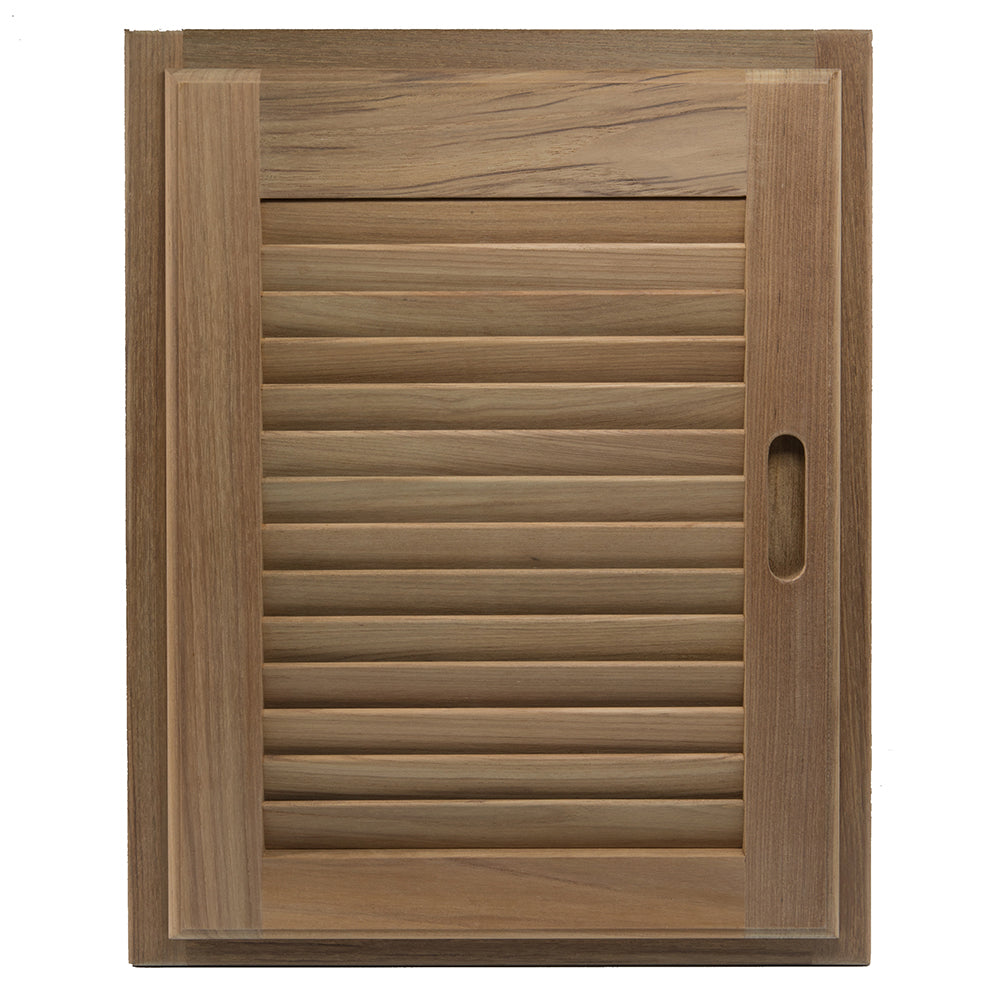 Whitecap Teak Louvered Door & Frame - Right Hand - 15" x 20" - Deckhand Marine Supply