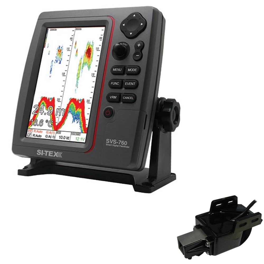 SI-TEX SVS-760 Dual Frequency Sounder 600W Kit w/Transom Mount Triducer - Deckhand Marine Supply