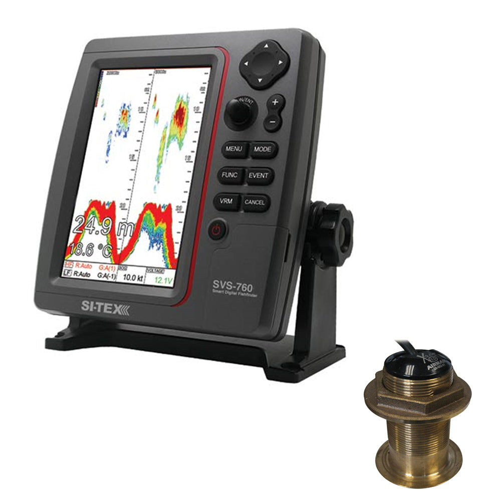 SI-TEX SVS-760 Dual Frequency Sounder 600W Kit w/Bronze 20 Degree Transducer - Deckhand Marine Supply