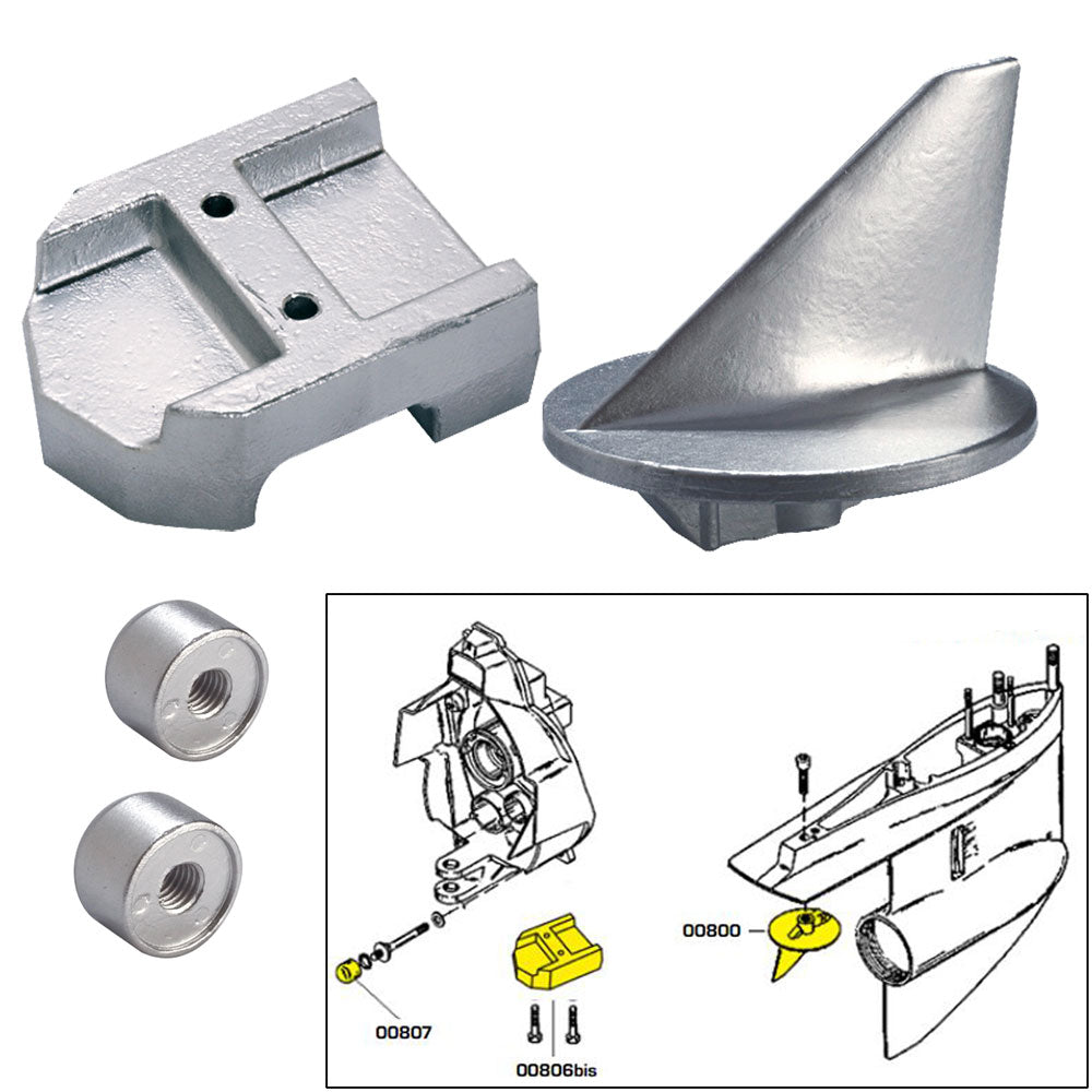 Tecnoseal Anode Kit w/Hardware - Mercury Alpha 1 Gen 1 - Zinc - Deckhand Marine Supply