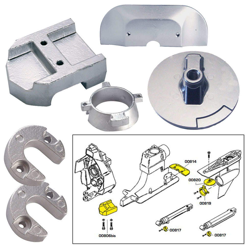 Tecnoseal Anode Kit w/Hardware - Mercury Alpha 1 Gen 2 - Aluminum - Deckhand Marine Supply