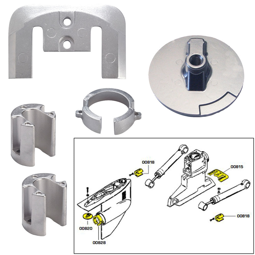 Tecnoseal Anode Kit w/Hardware - Mercury Bravo 1 - Aluminum - Deckhand Marine Supply