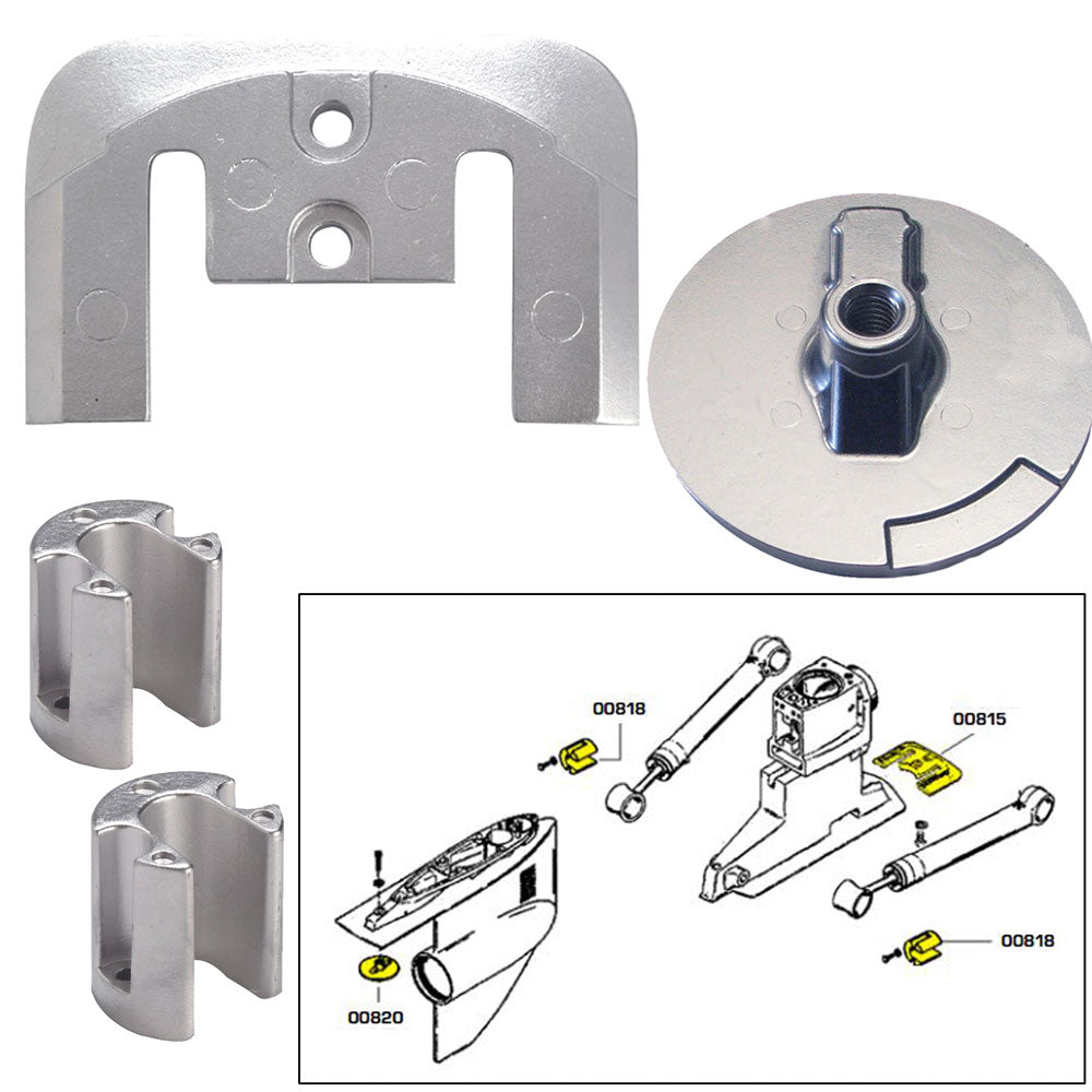 Tecnoseal Anode Kit w/Hardware - Mercury Bravo 2-3 - Aluminum - Deckhand Marine Supply