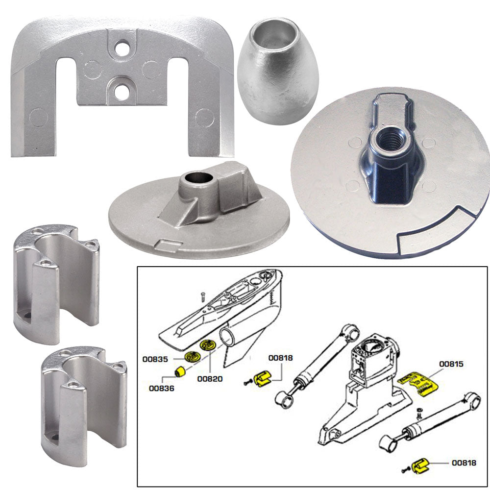 Tecnoseal Anode Kit w/Hardware - Mercury Bravo 3 2004-Present - Magnesium - Deckhand Marine Supply