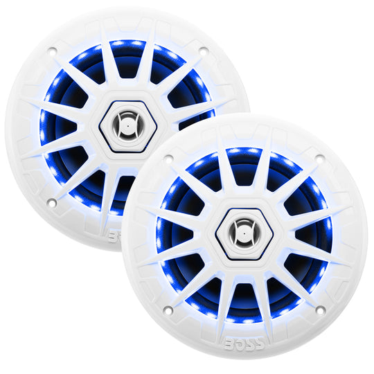 Boss Audio 6.5" MRGB65 Speakers w/RGB Lighting - White - 200W - Deckhand Marine Supply