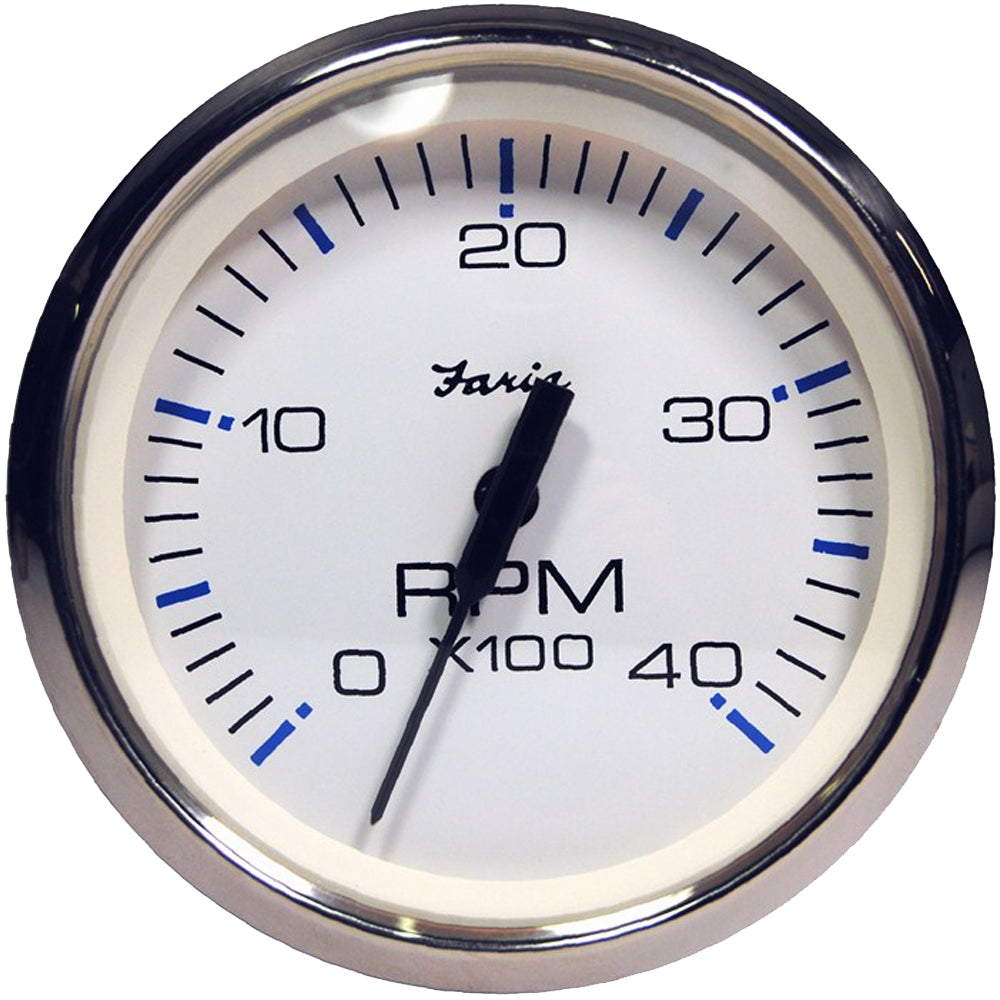 Faria Chesapeake White SS 4" Tachometer - 4000 RPM (Diesel) (Magnetic Pick-Up) - Deckhand Marine Supply